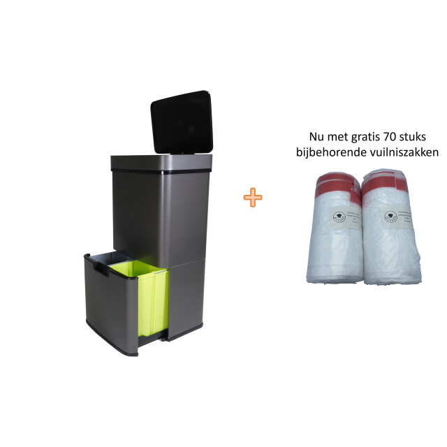 4cookz ® prullenbak afvalscheiding incl 70st vuilniszakken mat 3048303 large
