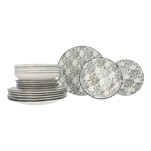 Secret de Gourmet Porseleinen serviesset eva mozaïek 6 persoons 18-delig /wit 3047543 large