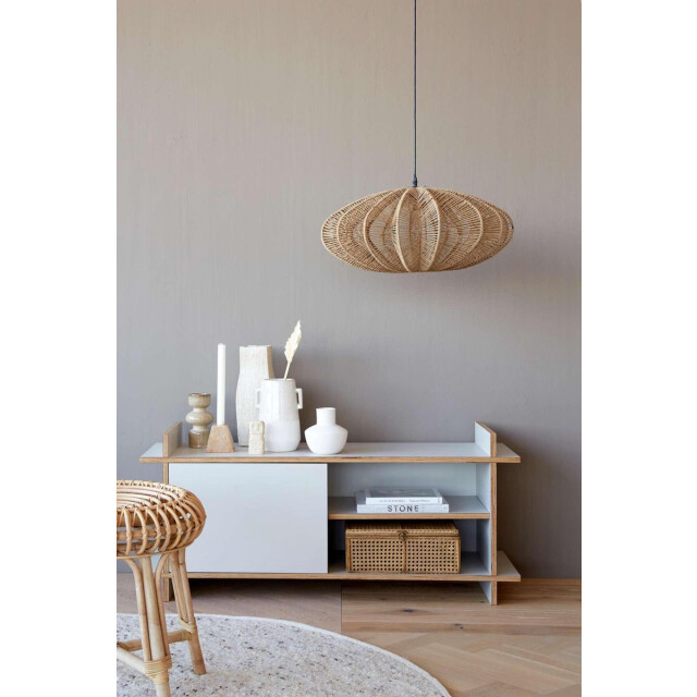 Vtw Living Sfeervolle hanglamp beige 60 x 25 cm zwarte hanglampen slaapkamer - 3058781 large