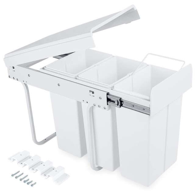 4cookz ® trio inbouw prullenbak afvalscheiding 26 cm 3x 10 liter - 3047662 large