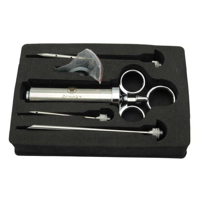 4cookz ® marinadeinjector rvs 60ml inclusief 3 naalden marinadespuit 3048620 large