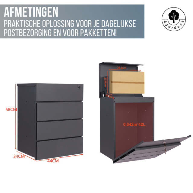 4gardenz ® grote pakketbrievenbus wand model lines pakketbox hangend 3047880 large