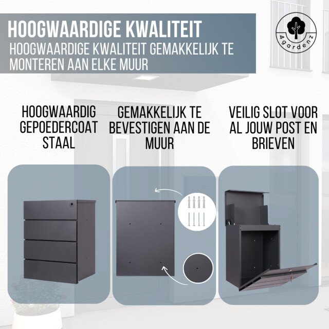 4gardenz ® grote pakketbrievenbus wand model lines pakketbox hangend 3047880 large