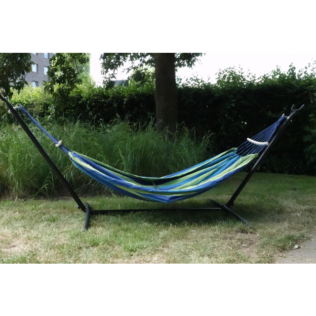 4gardenz ® canvas hangmat met spreidstok 290x150cm /groen 3048781 large