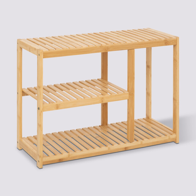 4goodz 3-laags bamboe schoenenrek 70x26x50 cm - 3047940 large