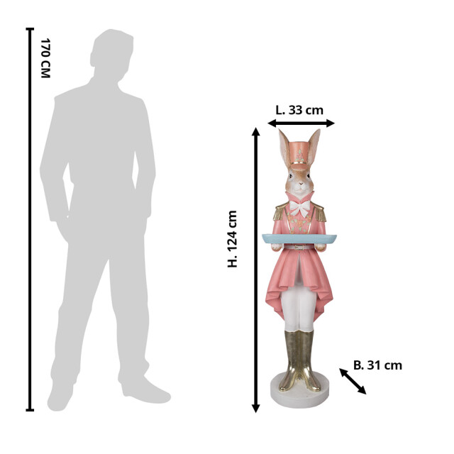 Clayre & Eef Beeld konijn 124 cm roze keramisch materiaal paasdecoratie 2825379 large