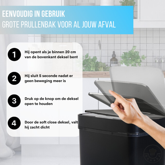 4cookz ® prullenbak met sensor 60 liter rvs prullenbak 3047719 large