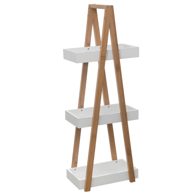 4goodz Opbergrek met 3 schappen 30x82 cm bamboe/mdf wit/ 3056979 large