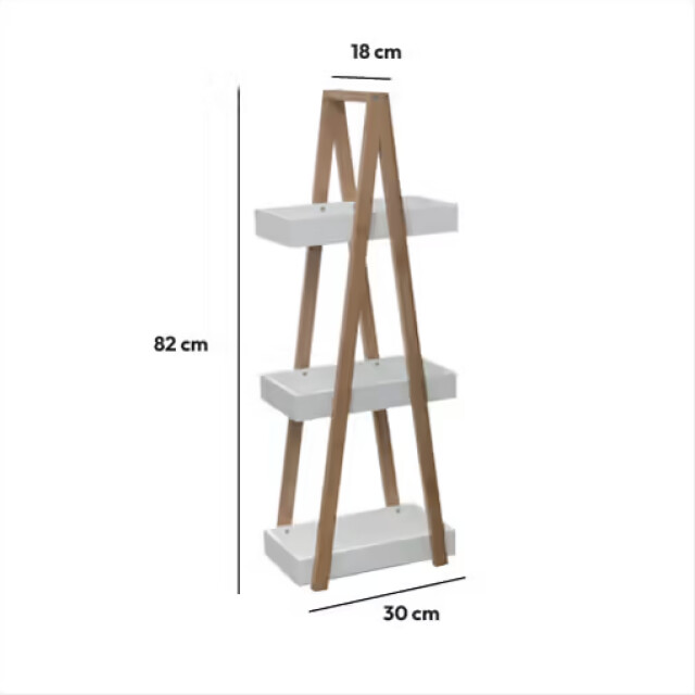 4goodz Opbergrek met 3 schappen 30x82 cm bamboe/mdf wit/ 3056979 large