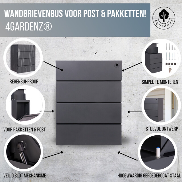 4gardenz ® grote pakketbrievenbus wand model lines pakketbox hangend 3047880 large