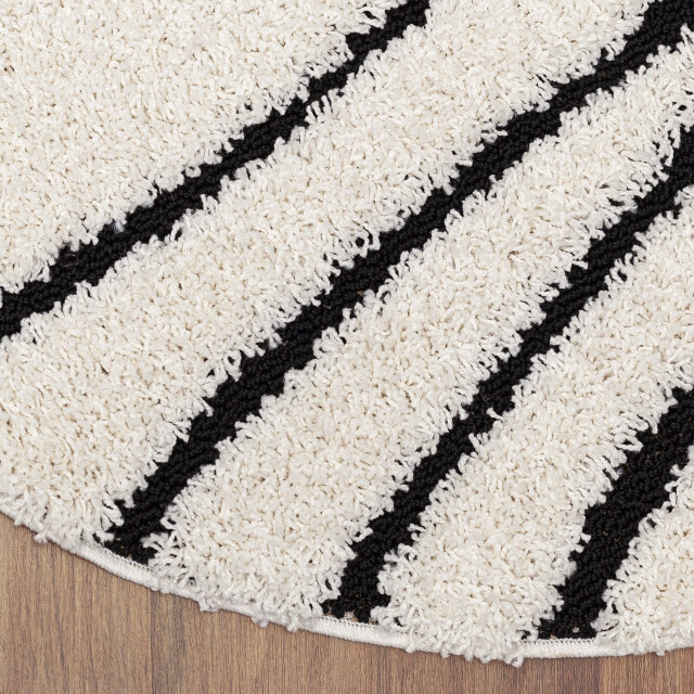 Muratap Luxus shaggy plus hoogpolig vloerkleed skandi design /zwart rond - 3046059 large