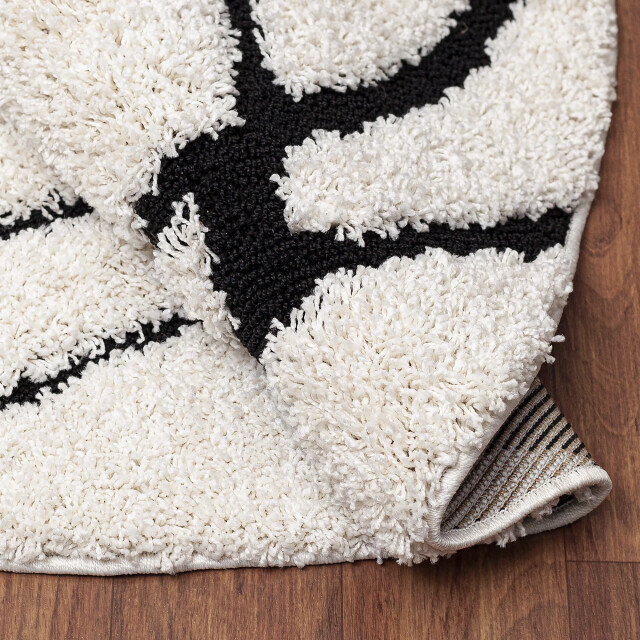 Muratap Luxus shaggy plus hoogpolig vloerkleed skandi design /zwart rond - 3046059 large