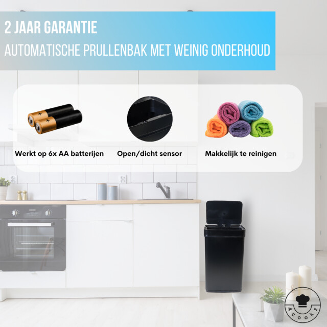 4cookz ® prullenbak met sensor 60 liter rvs prullenbak 3047719 large