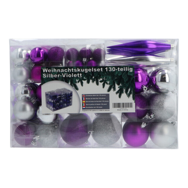4seasonz Kerstballen set 130 ballen piek en slinger /zilver 3047657 large