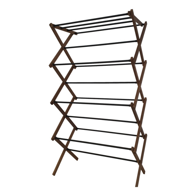 Luzzo ® wasrek inklapbaar van hardhout met staal droogrek 10 mtr droogruimte 3048977 large