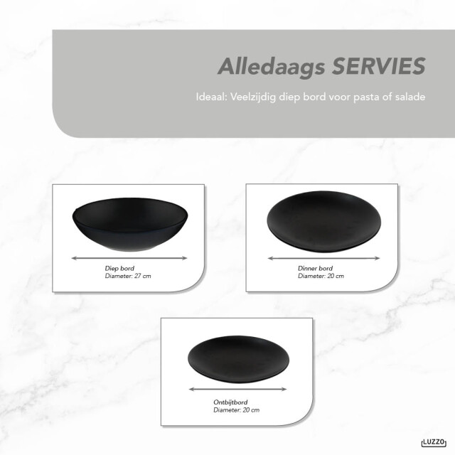Luzzo ® serviesset aland 6 persoons aardewerk 18-delig met pastaborden mat 3047599 large