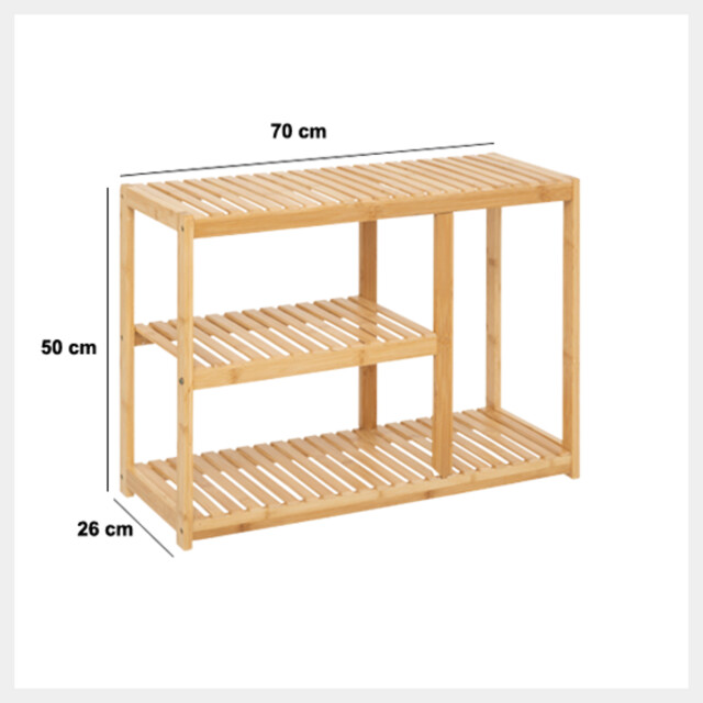 4goodz 3-laags bamboe schoenenrek 70x26x50 cm - 3047940 large
