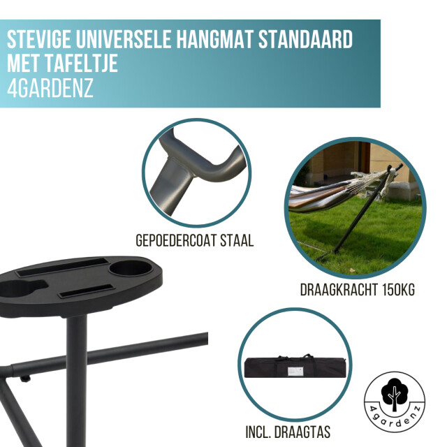 4gardenz ® universele hangmatstandaard met tafel tot 150 kg inclusief 3048776 large