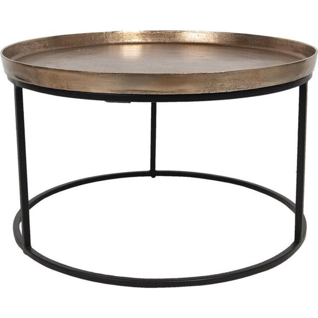 Vtw Living Moderne bijzettafel van metaal rond zwart brons ronde salontafel - 3058798 large