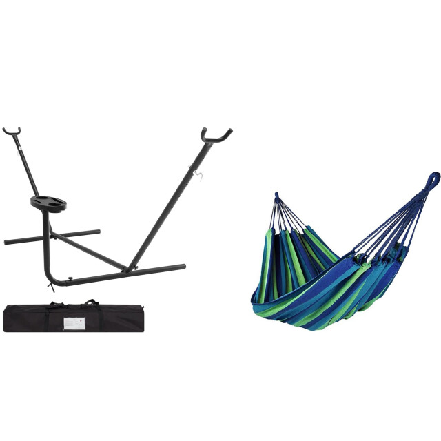 4gardenz ® hangmatstandaard met tafel met blauwe hangmat 3049019 large