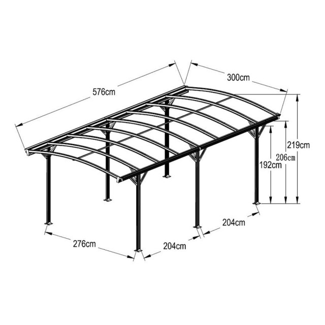 Westmann Aluminium carport stockholm gebogen 576x300x220 cm grijs 3048016 large