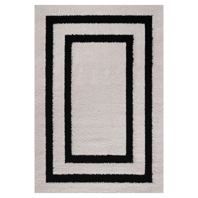 Muratap Luxus shaggy plus hoogpolig vloerkleed modern geometrisch design creme/zwart 3046119 large