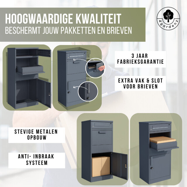 4gardenz ® pakketbrievenbus met apart postvak anti-diefstal staande pakketbox 3047878 large