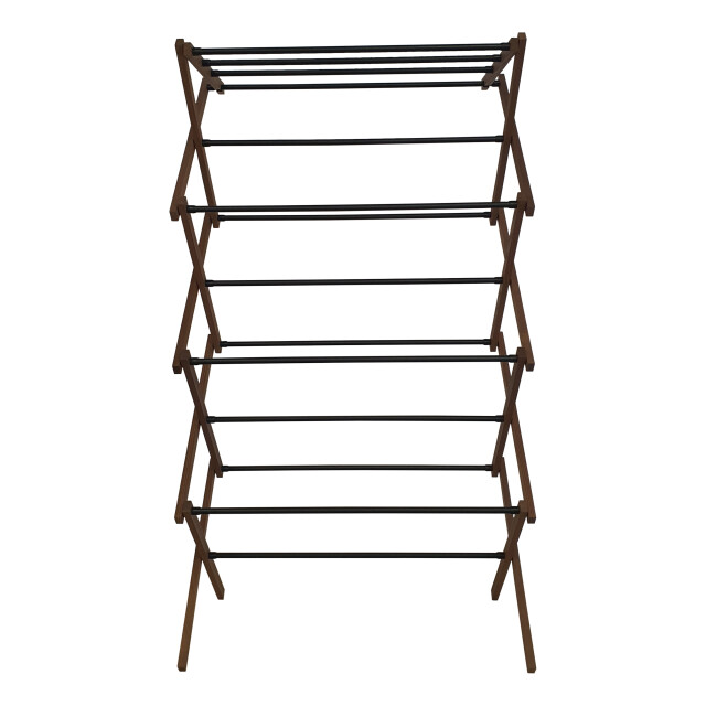 Luzzo ® wasrek inklapbaar van hardhout met staal droogrek 10 mtr droogruimte 3048977 large
