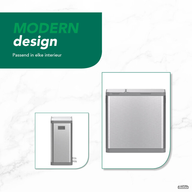 Luzzo ® vermont afvalscheidingsprullenbak pedaalemmer 54 ltr rvs 3047815 large