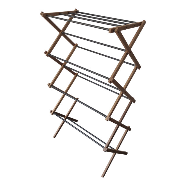 Luzzo ® wasrek inklapbaar van hardhout met staal droogrek 10 mtr droogruimte 3048977 large