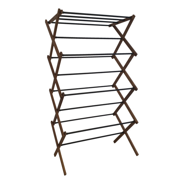 Luzzo ® wasrek inklapbaar van hardhout met staal droogrek 10 mtr droogruimte 3048977 large