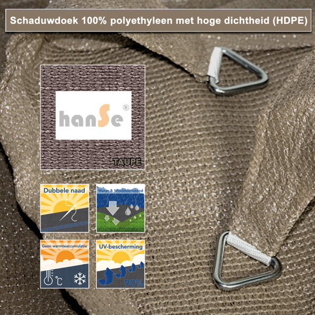 Hanse® Schaduwdoek trapezium waterdoorlatend 3/4x3 m zonnedoek 3048914 large