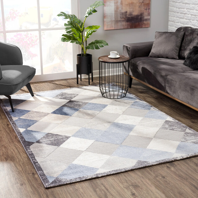 Muratap Evra bali modern vloerkleed laagpolig tapijt blauw- 120x160 cm 3046214 large