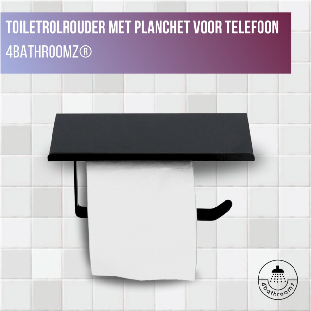 4bathroomz ® toiletrolhouder met planchet voor telefoon wc rolhouder 3048854 large
