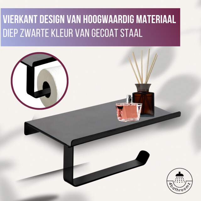 4bathroomz ® toiletrolhouder met planchet voor telefoon wc rolhouder 3048854 large