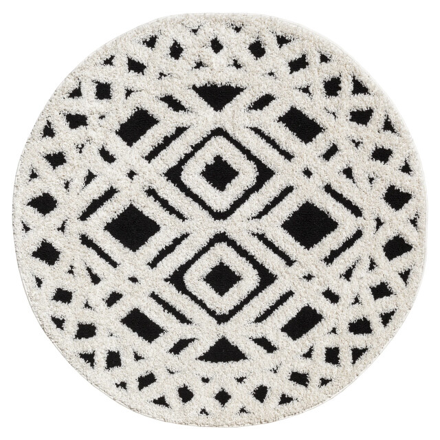 Muratap Luxus shaggy plus hoogpolig vloerkleed hoog laag design creme/ rond - 3046055 large