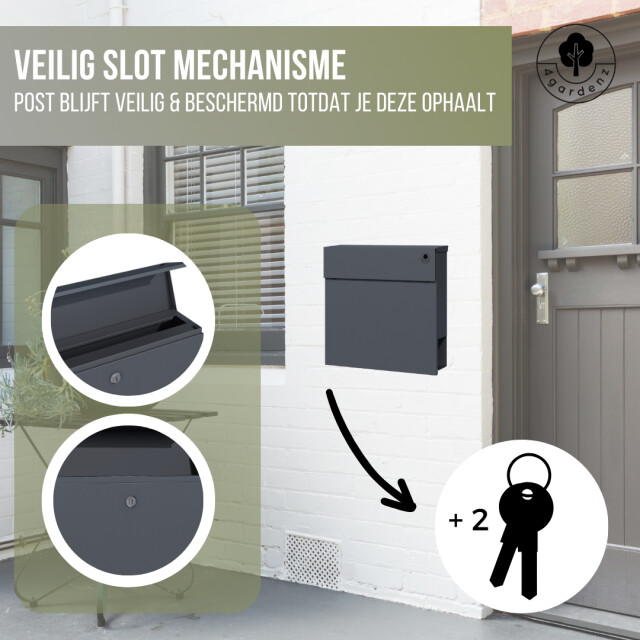 4gardenz ® wandbrievenbus brievenbus staal veilig slot met twee sleutels - 3047837 large