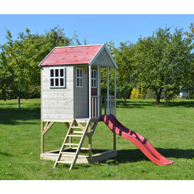 Wendi Toys Wtm8 | houten speelhuis | met glijbaan en zandbak | natuurlijk | 3047872 large