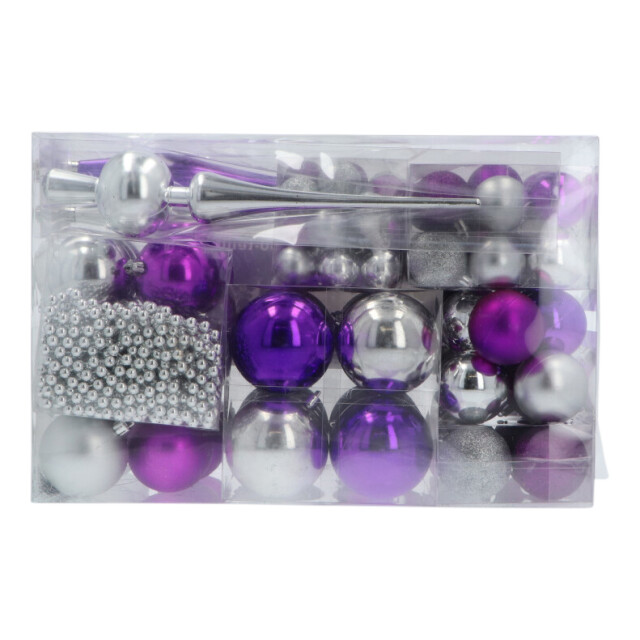 4seasonz Kerstballen set 130 ballen piek en slinger /zilver 3047657 large