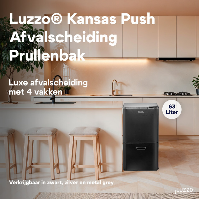 Luzzo ® kansas push prullenbak 63 liter afvalscheiding 4 vakken afval scheiden 3047835 large