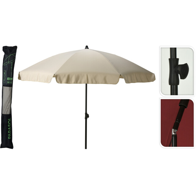 4goodz Tuinparasol/strandparasol met volant 200 cm zwarte buis cremekleurig 3049013 large