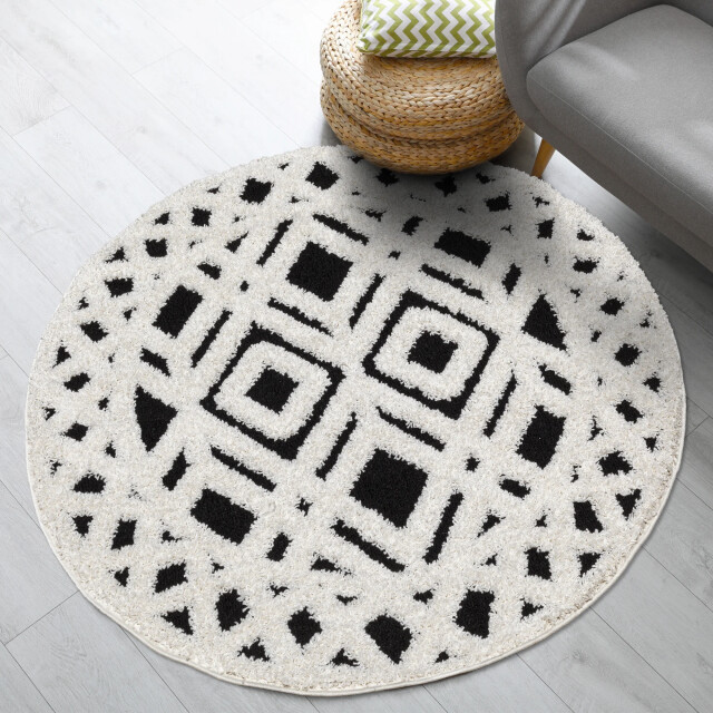 Muratap Luxus shaggy plus hoogpolig vloerkleed hoog laag design creme/ rond - 3046055 large