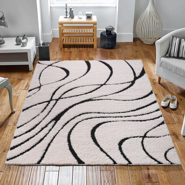 Muratap Luxus shaggy plus hoogpolig vloerkleed skandi design /zwart - 3046093 large