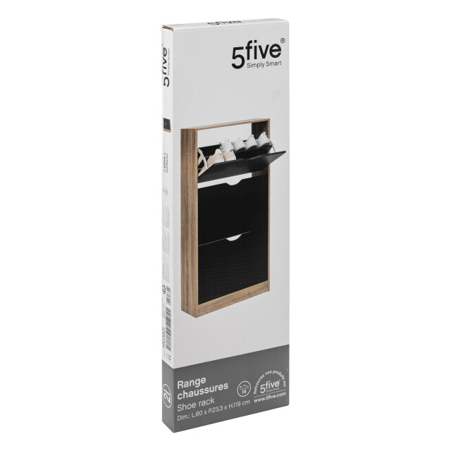 5Five Schoenenkast 3 lades 60x24x118 cm voor 18 paar /zwart 3047755 large