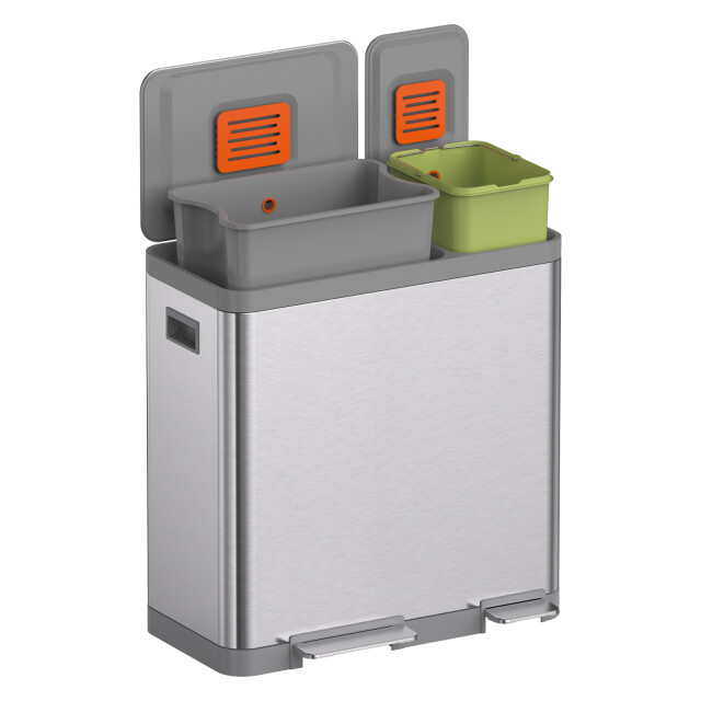 Luzzo ® vermont afvalscheidingsprullenbak pedaalemmer 54 ltr rvs 3047815 large