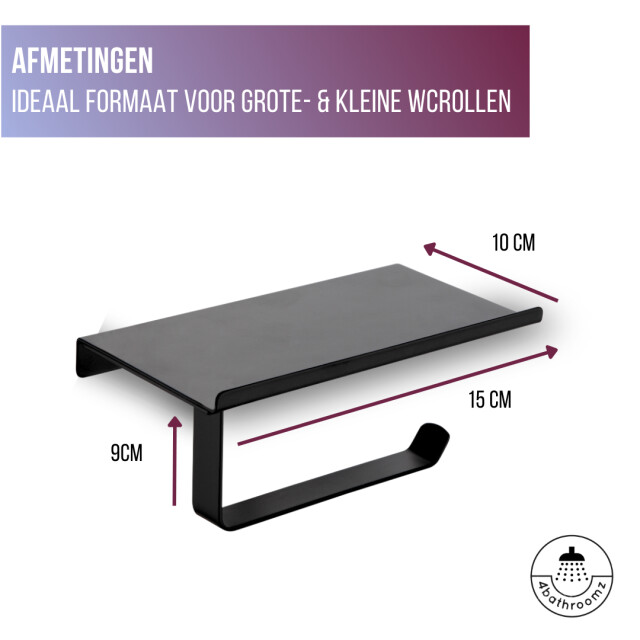 4bathroomz ® toiletrolhouder met planchet voor telefoon wc rolhouder 3048854 large