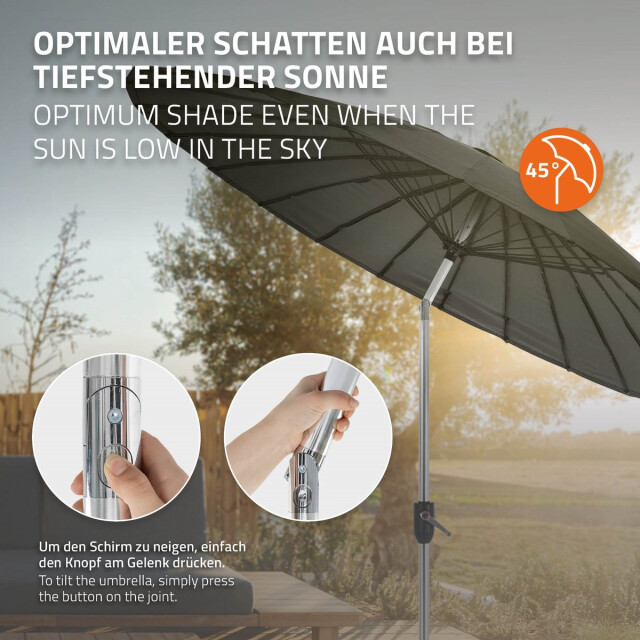 4goodz Shanghai parasol aluminium 270 cm met opdraaimechanisme charcoal 3048771 large