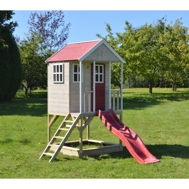 Wendi Toys Wtm8 | houten speelhuis | met glijbaan en zandbak | natuurlijk | 3047872 large