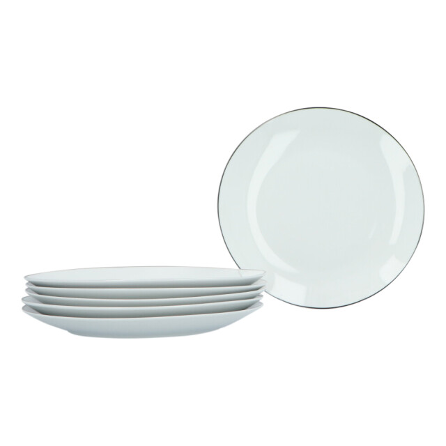 Luzzo ® serviesset 6 persoons 18 delig porselein met zwarte rand 3047571 large