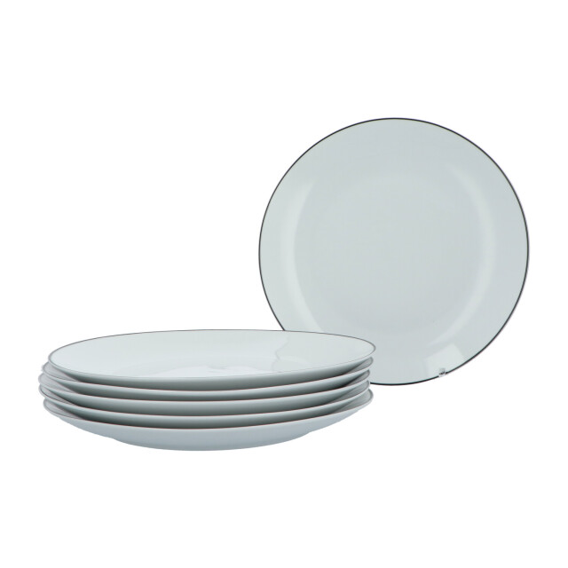 Luzzo ® serviesset 6 persoons 18 delig porselein met zwarte rand 3047571 large